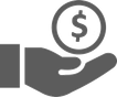 Hand holding a coin icon